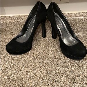 Black suede heels